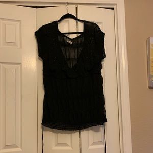 Plus Size Ruched Sheer with Sequins Tunic
